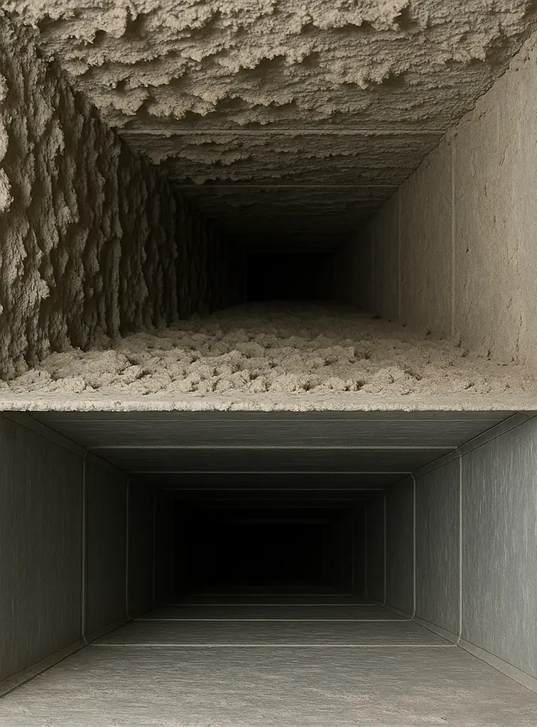 Before and after air duct cleaning in Clear Lake Shores Texas